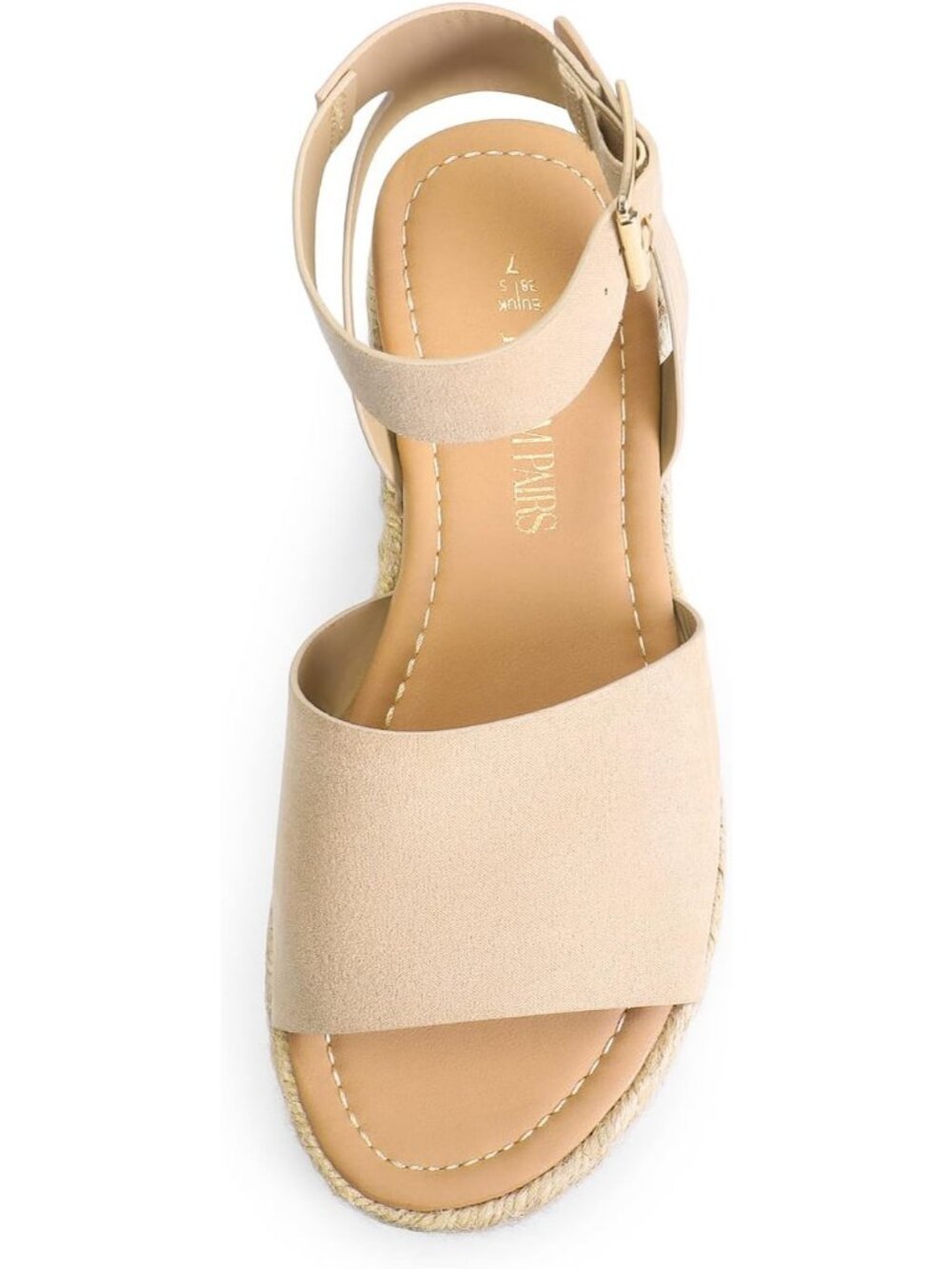 Women's Nude Comfortable Platform Espadrilles Ankle Strap Wedge Sandal Shoes - Picture 6 of 6